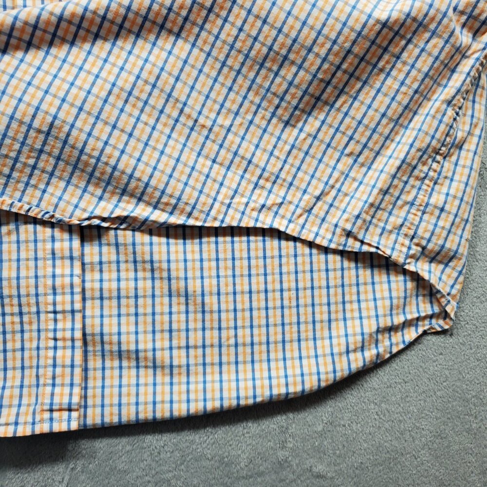 Izod Long Sleeve Button Down Plaid Shirt 1 Pocket Orange Blue White Men Sz 3XLT - Picture 9 of 11